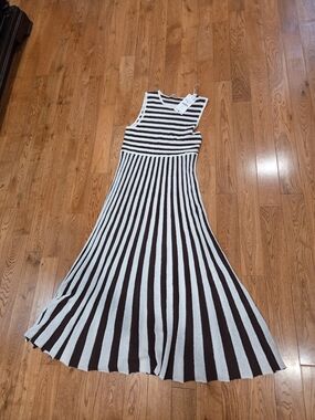 Zara Black and White Striped Maxi Dress